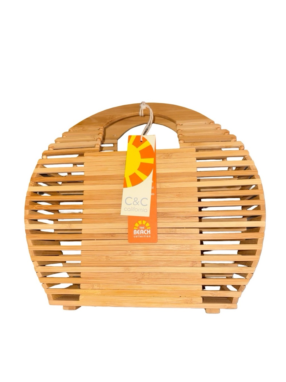 C&C California Bamboo Wooden Beach Bag Purse NWT Resort Coastal Boho